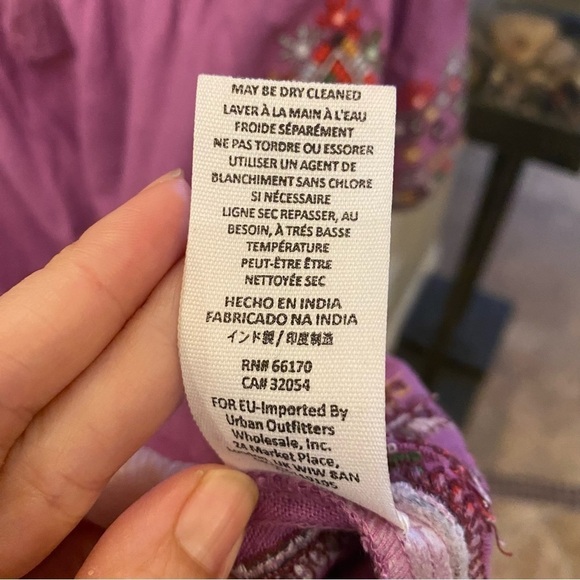 FREE PEOPLE Women Purple Multicolor Embroidery Linen Tassel Tunic Dress Size S/M - Picture 9 of 9